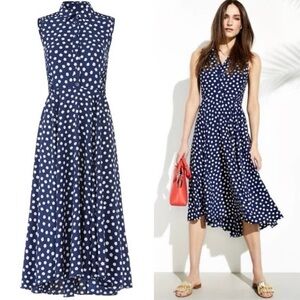 Kate Spade Cloud Dot Midi Dress Navy White 0 $34